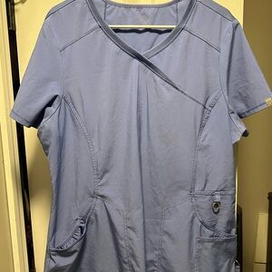 Elegant Blue Crossover Women's Blouse